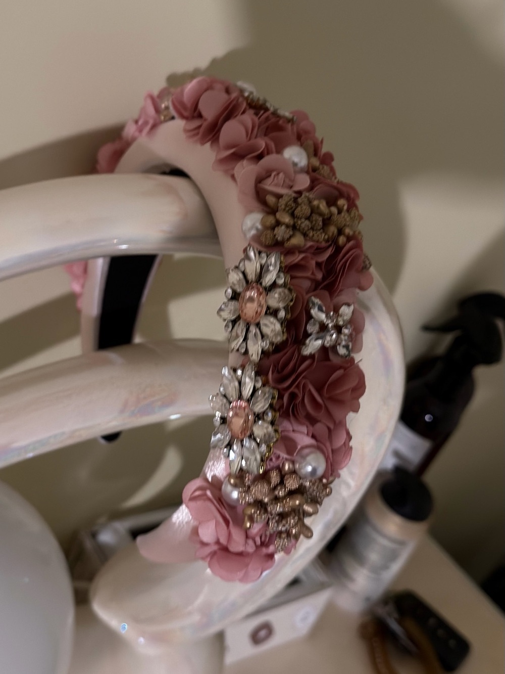 A Classy Chic Boutique Pink Floral Jeweled Headband, floral Coronet